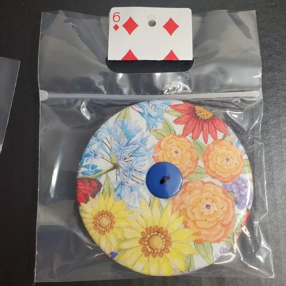 Fabric Playing‎ Card Holder Helping Hands Lot Of 2 + Cards, Tropical / Flowers